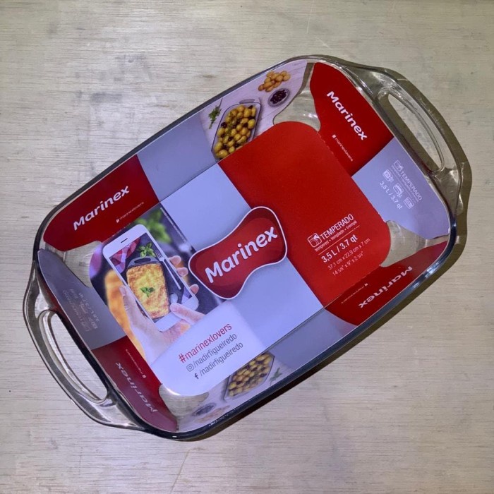 Loyang Kaca - Marinex 6539 3,5 Liter Loyang Kue Kaca Persegi Panjang Gagang