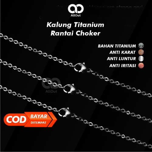 Kalung Titanium Pria Anti Karat Kalung Pria Rantai Choker Warna Silver Perak Kalung Pria Titanium Ra