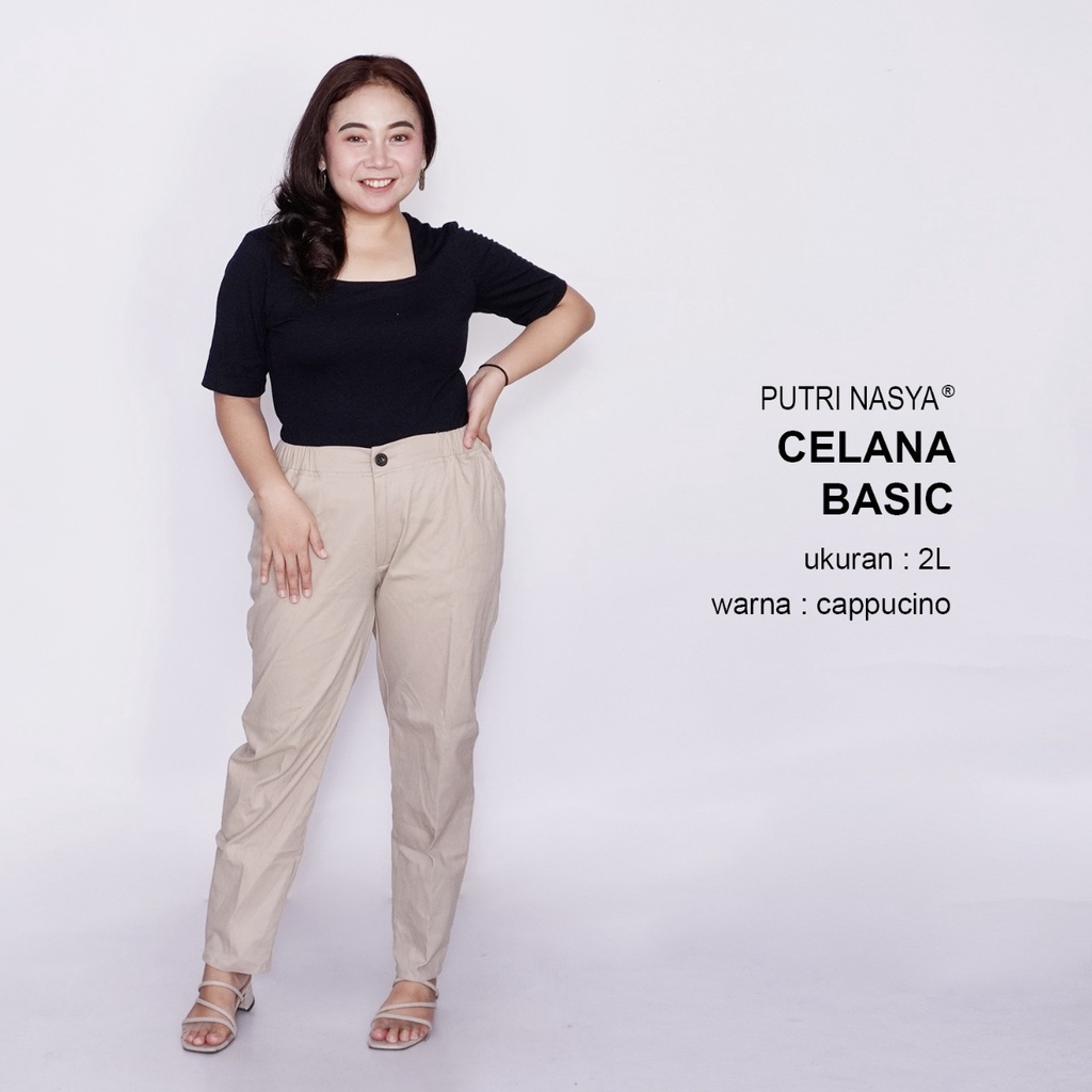 Celana Kerja Kantor Basic Jumbo Wanita / Celana Wanita Super Big Size / Celana Bahan Formal Seragam Wanita Big / 8L,6L,5L,4L,2L,XL, all size / Celana Karet Kekinian Model Terbaru Trendy