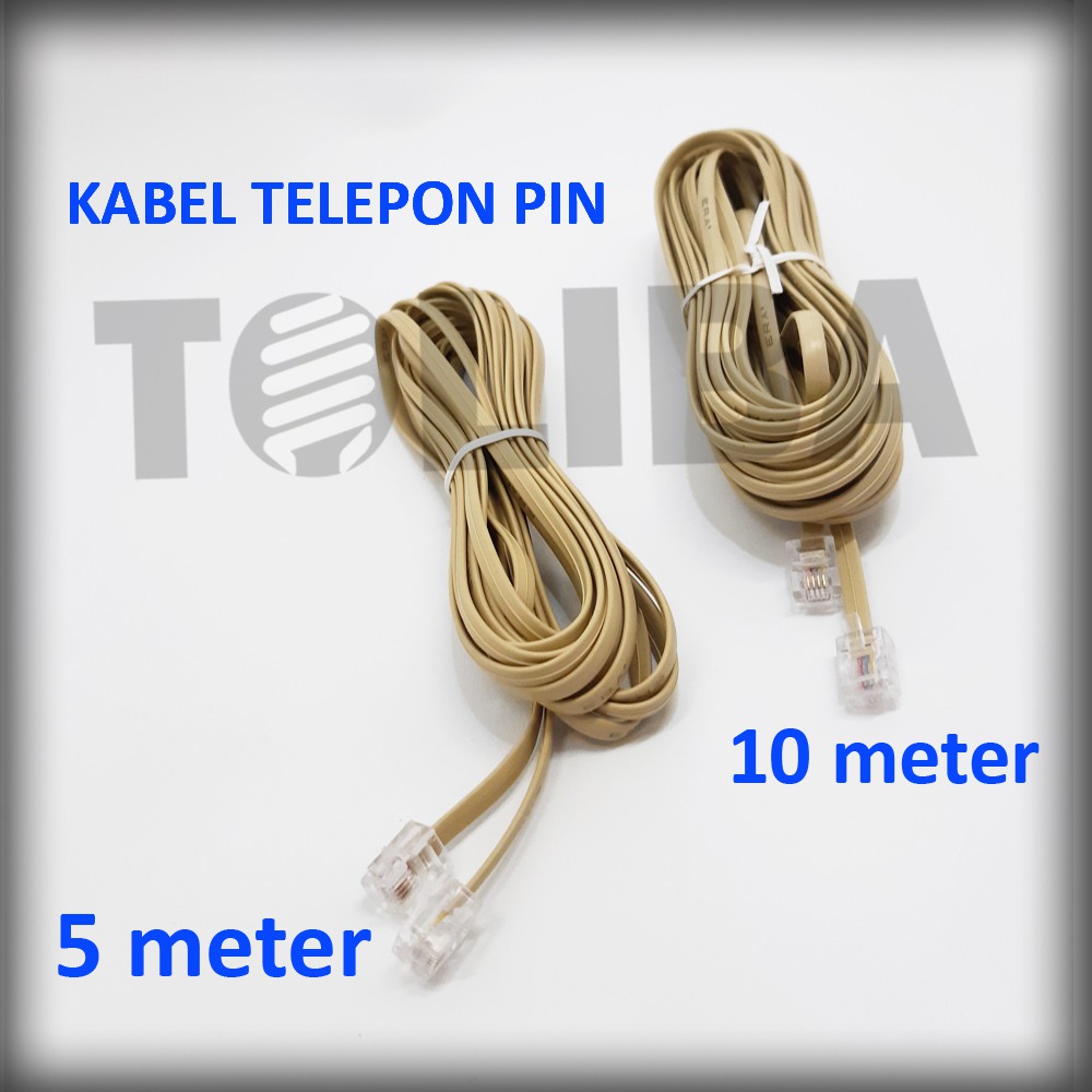 kabel telepon 2m 5m 10m kabel telpon 2 meter+jack pin rj11 isi 4 /kabel line telepon 5meter 10 meter