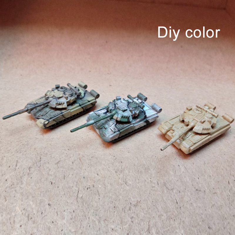 4Pcs Mainan Model Tank Tempur Soviet T-80 Israel Merkava MK4 Mini 4D Finished 1 / 144 Dengan Bola Baja