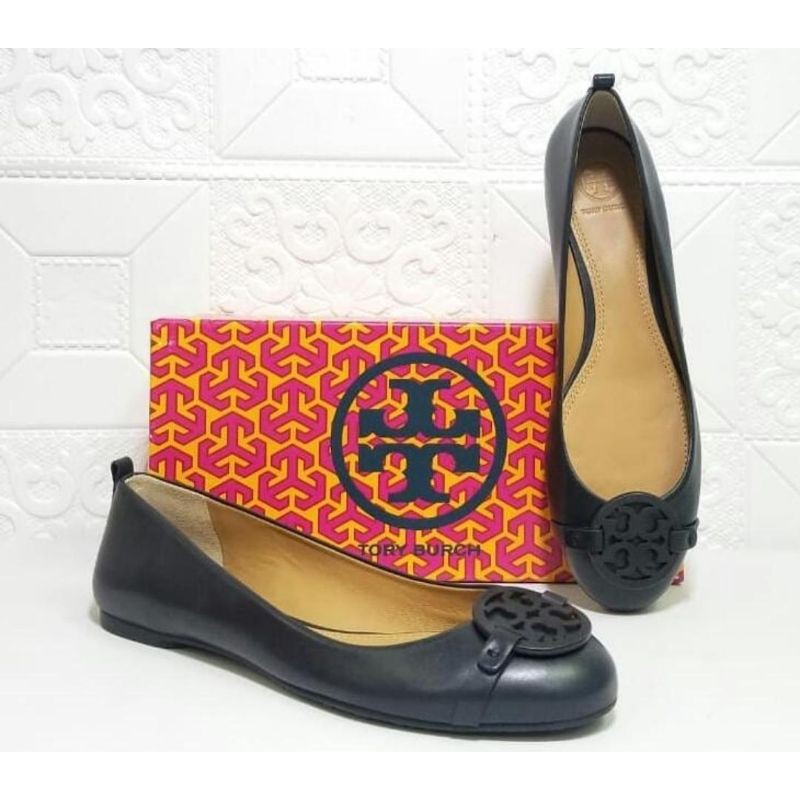 tory burch gabriell flat shoes navy sz 7,5