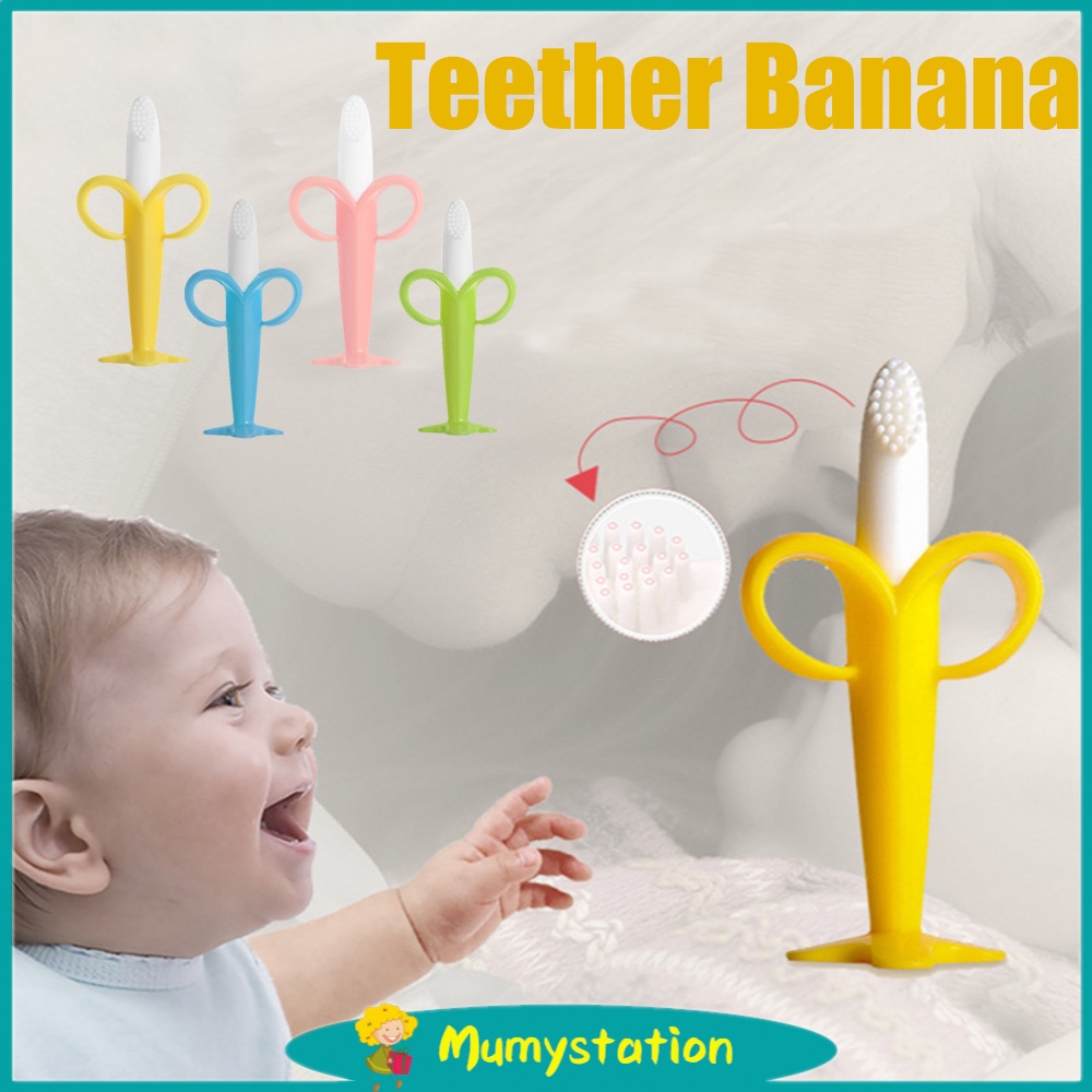 Mumystation Banana teether bayi gigitan bayi bahan silikon