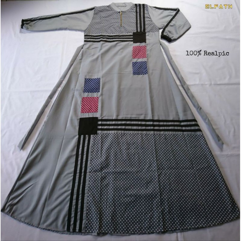 Gamis toyobo ninos polka 002/gamis terlaris/gamis terbaru/gamis tercantik/gamis elfath-abu