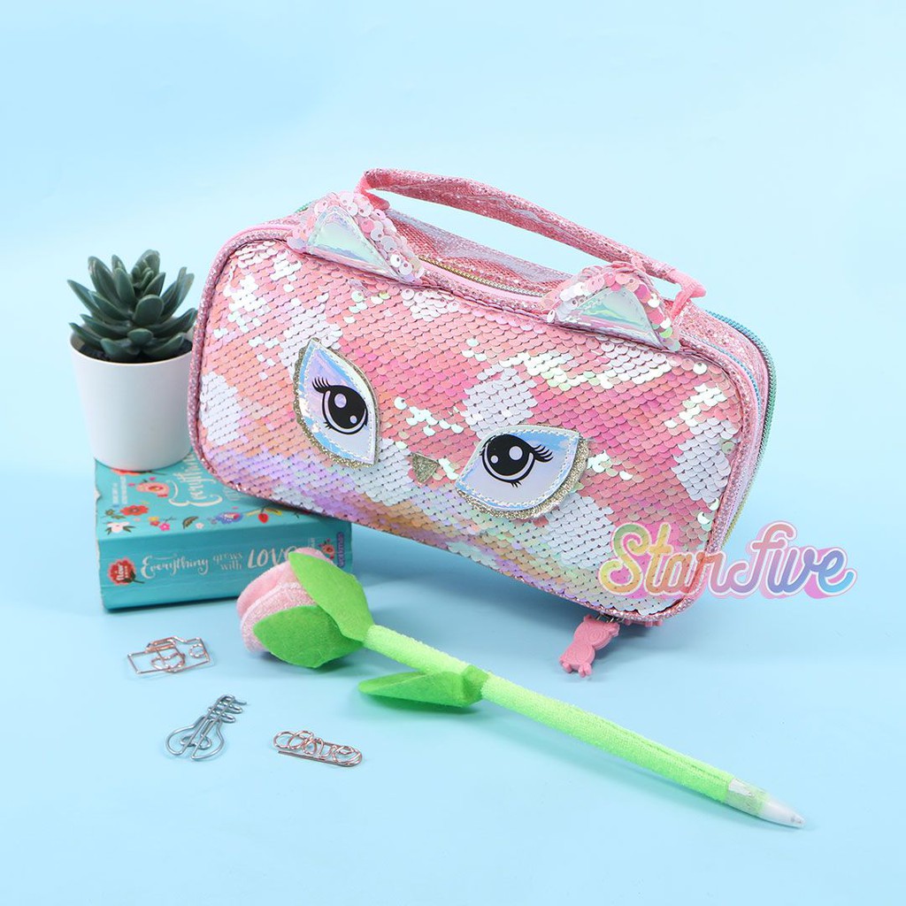 

Tempat Pensil Sequin Kotak Starfive - Owl Pink