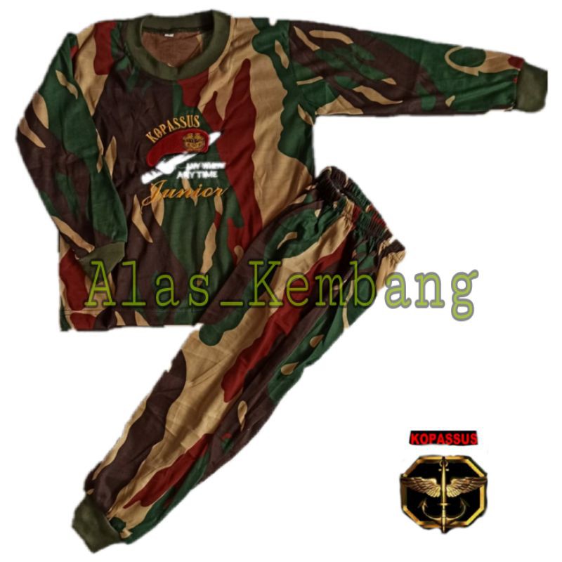 Baju Kaos Setelan Anak Loreng Bordir KOPASSUS
