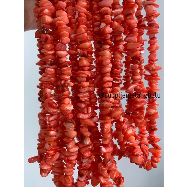 kerikil kerang mix CARNELIAN ORANGE 2cm bahan gelang kalung akik oren