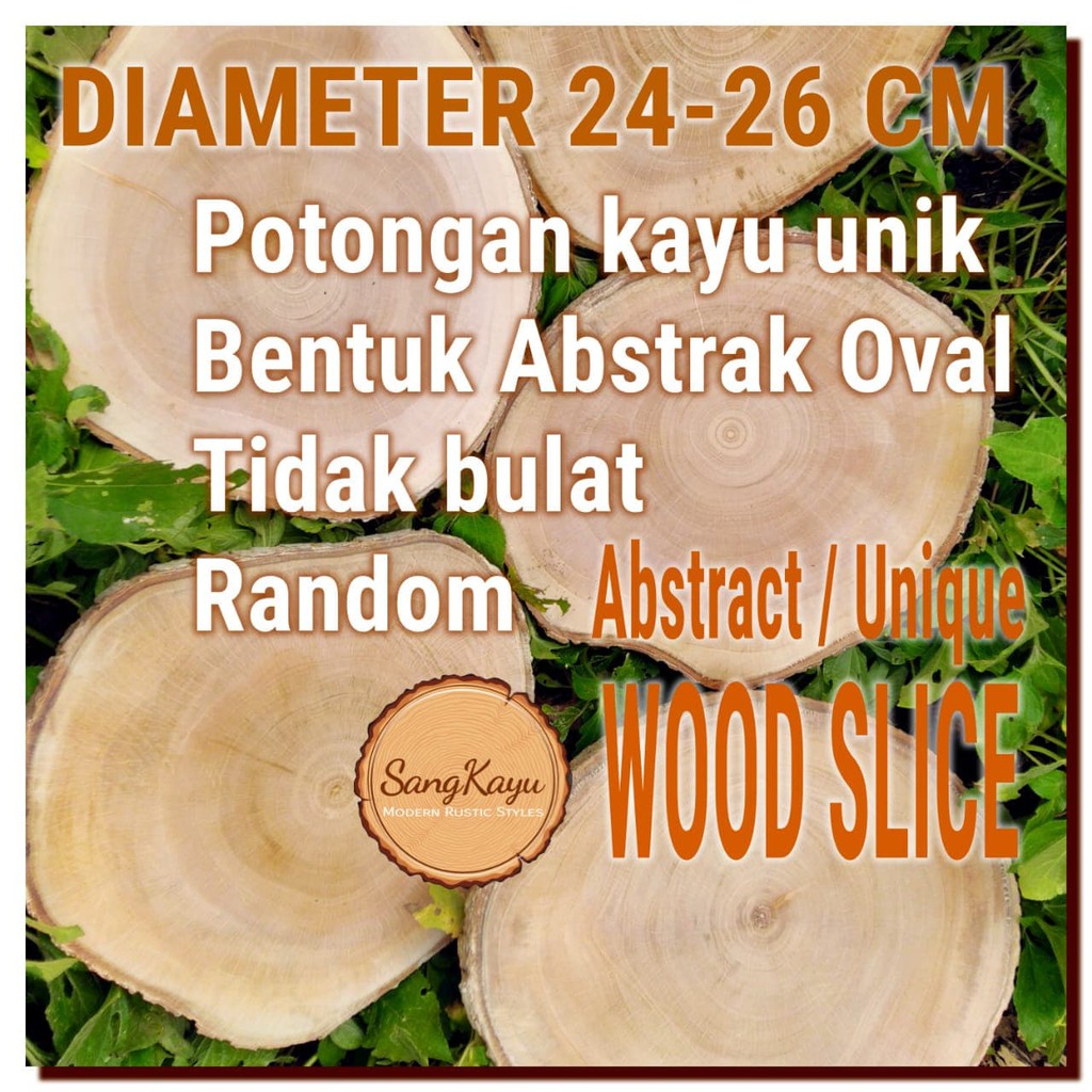 Abstract Wood Slice 24-26cm Potongan kayu unik abstrak talenan nampan