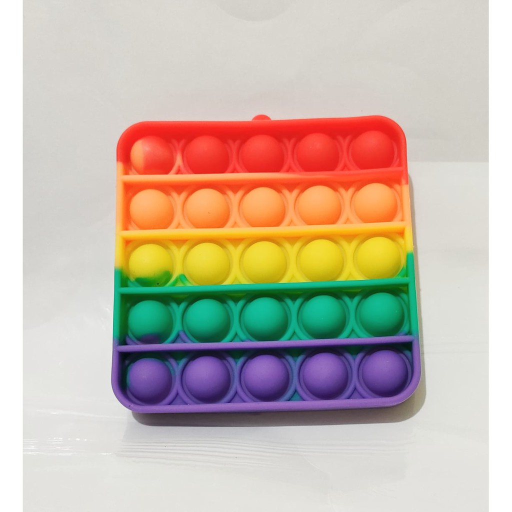 Mainan pop it murah popit Pop Its Square rainbow multicolor Fidget Toy Push bubble Penghilang Stres-4