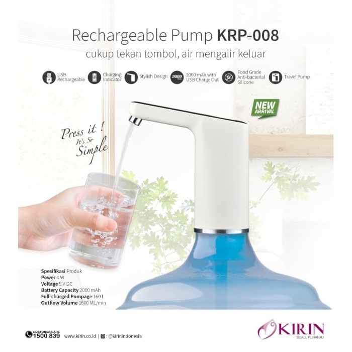 KIRIN Pompa Galon Air Rechargeable KRP-008