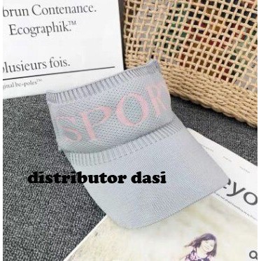 Topi wanita sport sun visor bahan rajut elastis hitam putih pink cream biru ready stok