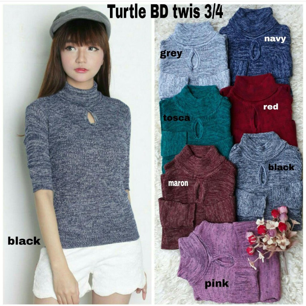 TURTLE BD TWISS 3/4 BLOUSE RAJUT TERPOPULER