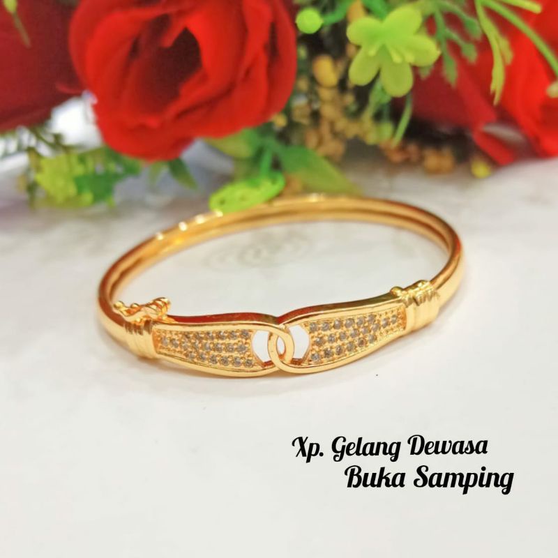 Gelang Bangkok Dewasa Permata Zircon Gold berbagai macam model perhiasan wanita(COD)