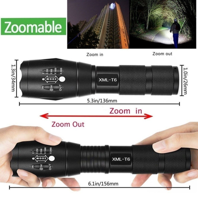 Lampu Senter Led T6 Mini Portable Anti Air Rechargeable Dengan Zoom