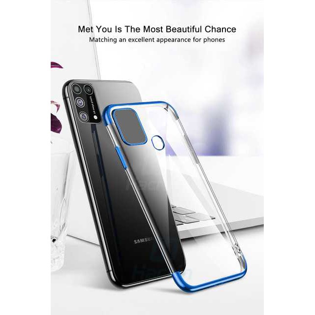 Case Samsung Galaxy M31 Case Luxury Clear Transparent Plating Chrome