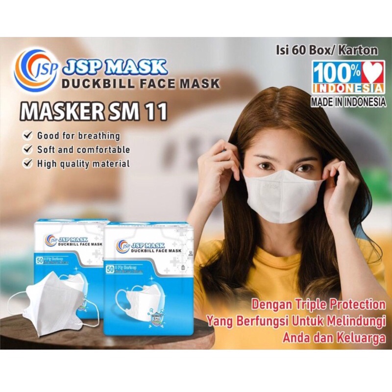 JSP DUCKBILL 50.MASKER DUKBILL JSP 3PLY MEDIS KEMENKES FREE 5 KONEKTOR SALE