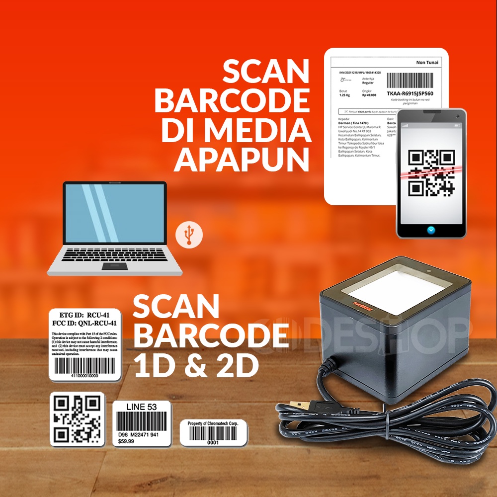 SCANNER QR KASSEN PO-700 PAYMENT BOX BARCODE SCANNER 1D &amp; 2D USB