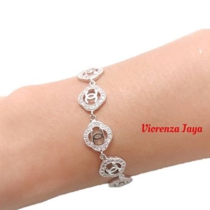 GELANG TANGAN PERAK 925 LAPIS EMAS PUTIH / PERHIASAN GELANG  SILVER WANITA / GELANG IMPORT / PERAK A
