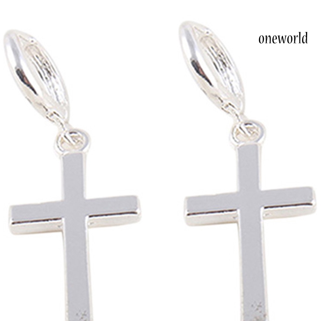 OW@ Earrings Exquisite Fadeless Alloy Smooth Surface Cross Shape Women Jewelry for Party