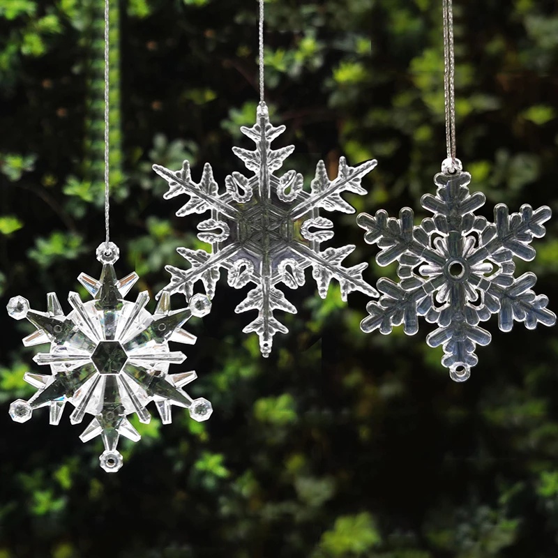 Ornamen Liontin Desain Snowflake Model Transparan Untuk Dekorasi Pohon Natal