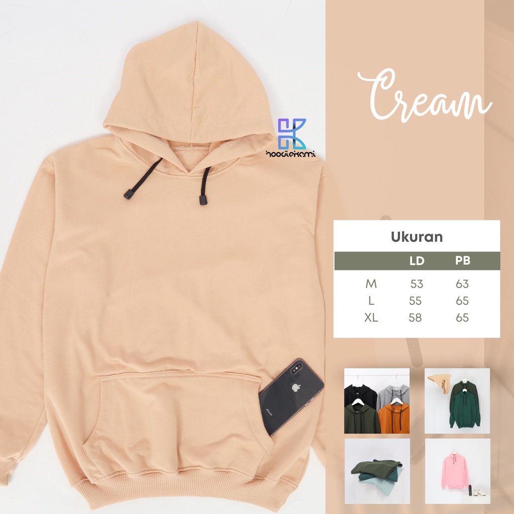 Promo Hoodie Polos Jumper Pria Wanita Bahan Fleece Warna Cream