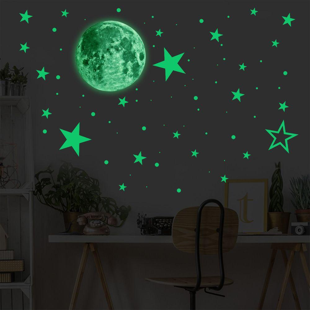 Suyo 435pcs Stiker Dinding Desain Starry Sky Glow In The Dark Fluorescent Dots Untuk Anak