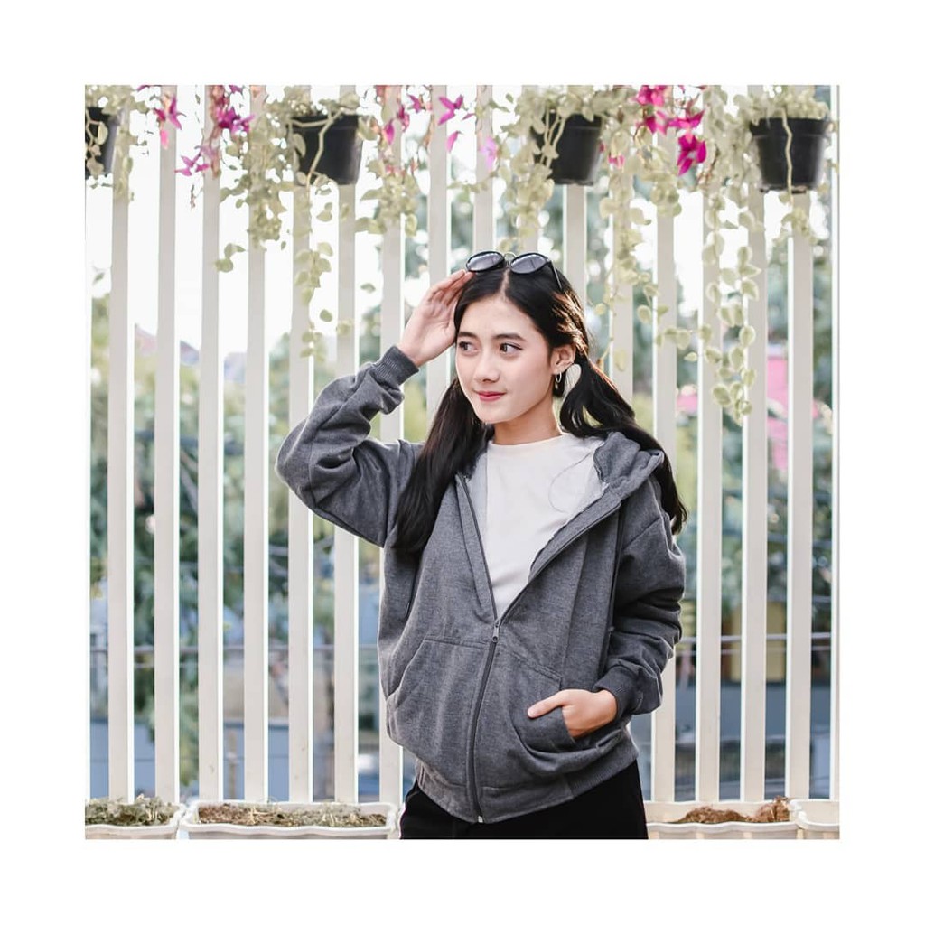 Sonya Zipper || Sony Zipper Hoodie  Wanita Pria-sonya abu tua