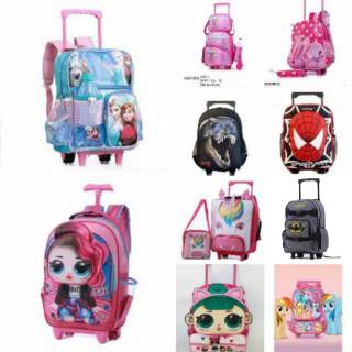  Tas  trolley anak garsel aurora roda dorong karakter batman 