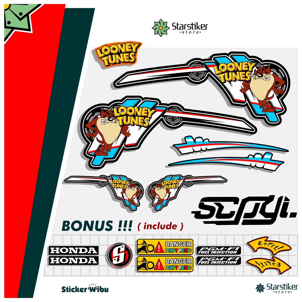 STRIPING SCOOPY TAZMANIAN DEVIL / SCOOPY LOONEY TONES / STIKER / STICKER SCOOPY / ALL SCOOPY STIKER 