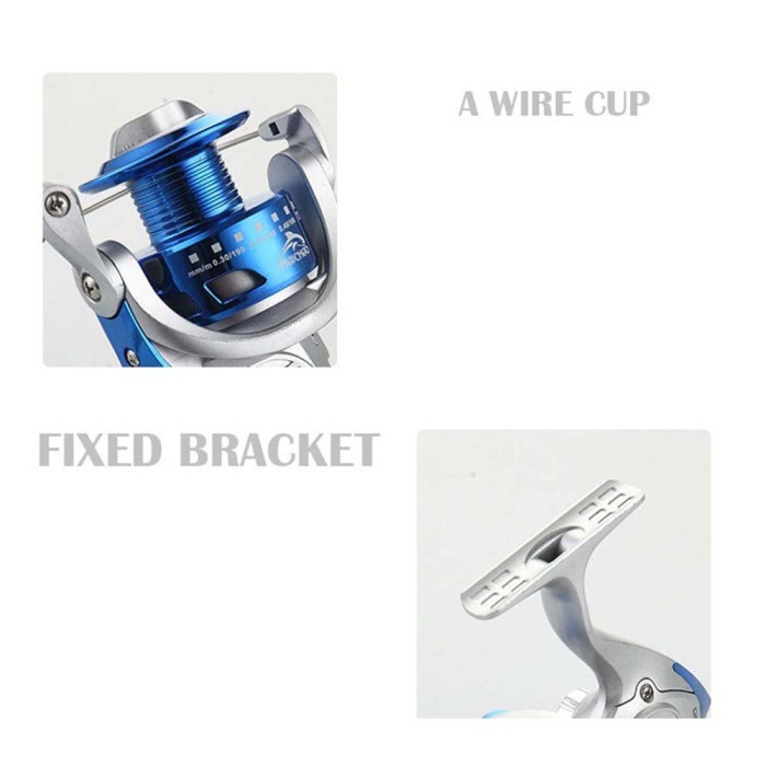 Haichou TB3000 Reel Pancing Fishing Reel 12 Ball Bearing - Silver Blue