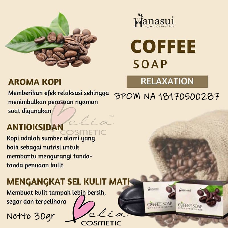 ❤ BELIA ❤ HANASUI Coffee Soap 30g White Rice - Bamboo Charcoal - Aloe Vera 60g | sabun scrub hanasui