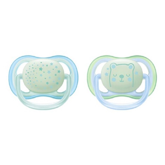 2 pc Philips Avent Ultra Air Night Empeng Bayi Soother Night Time 0-6 Month