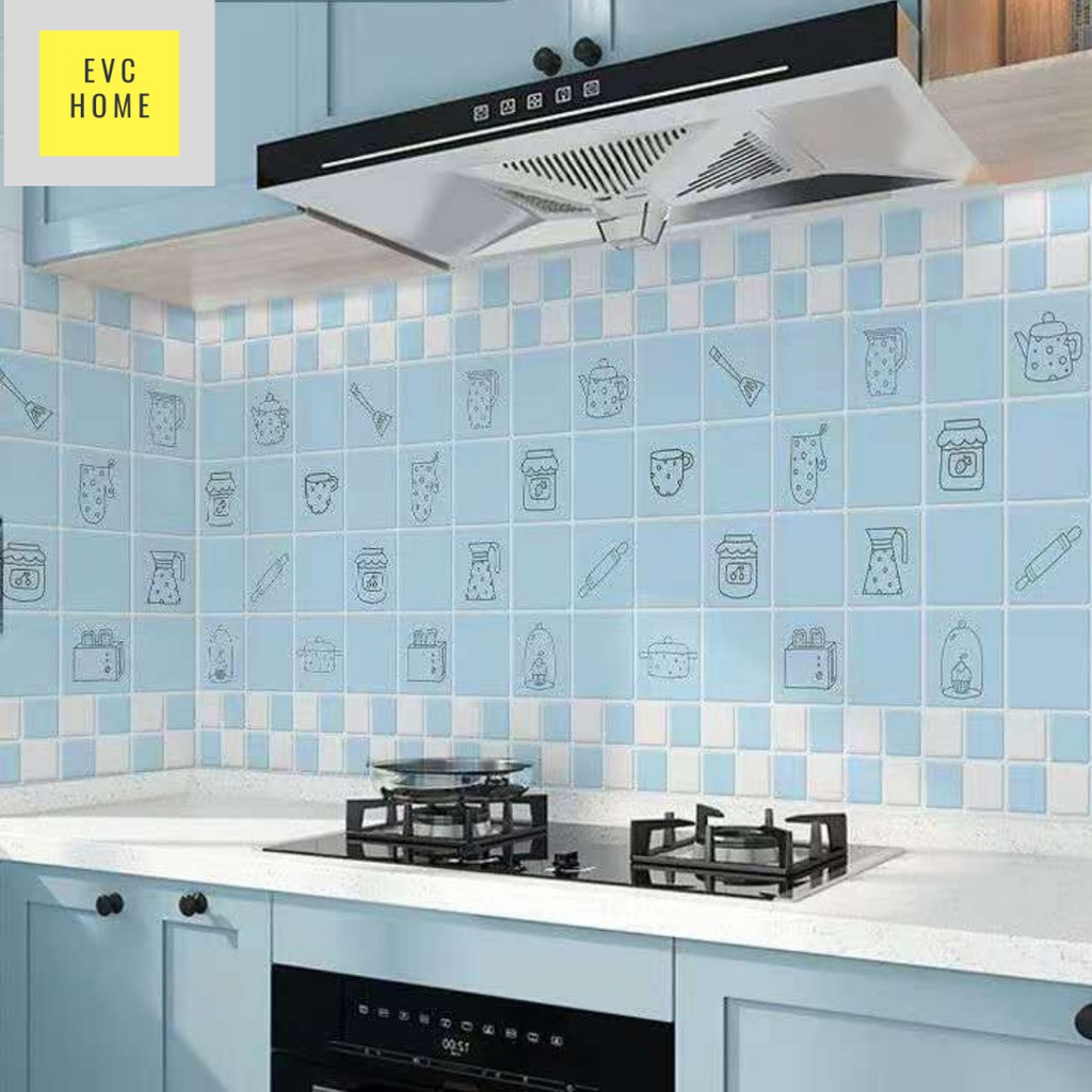 EVCHOME 60CM x 3M Wallpaper Sticker Dapur Aluminium Foil/ Lemari/ Meja/ Serba Guna/ Wallpaper Kitchen