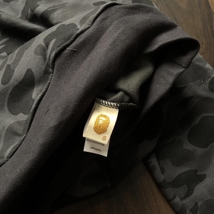 Terlaris.. Sweater Hoodie BAPE - Logo Basic bordir camo abu Fulltag + Label Mirror pria & Wanita