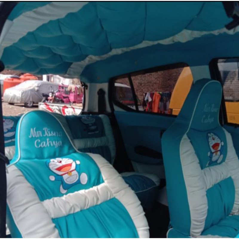 variasi sarung jok cover jok interior kulit jok pull mobil/Ayla klater doraemon/hllo kitty bodril