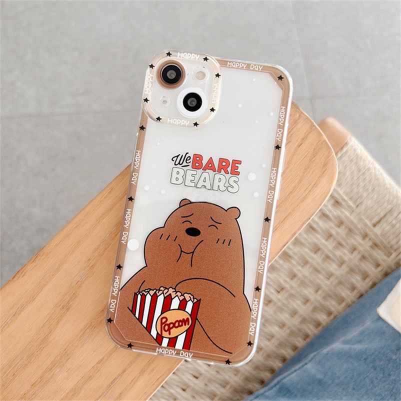 Soft Case Silikon Motif Kartun Beruang Untuk Compatible for iPhone 11 Pro Max iPhone 14 13 12 Pro Max X Xr Xs Max Se 2020 iPhone 7plus 8plus 8 7 6 6s plus Cartoon Bear Series Translucent Frame Soft Silicone Shockproof Phone Case