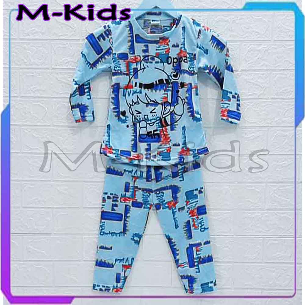 MKids88 - Baju Setelan / Baju Tidur Anak Perempuan Motif TieDye Gambar OPPA Korea
