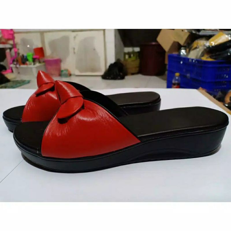 SANDAL WANITA WEDGES KULIT ASLI