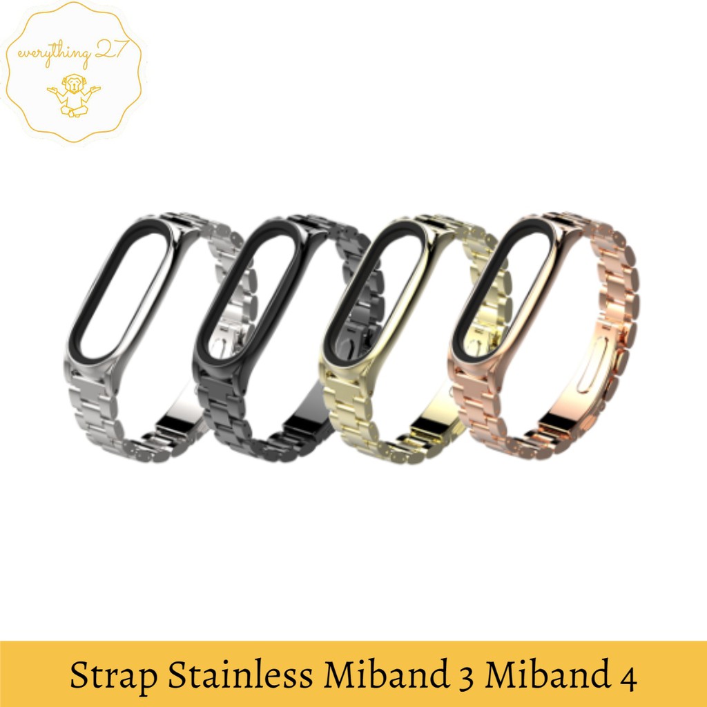 Mijobs Strap MiBand 3 Mi Band 4 Stainless Tali Rantai Pengganti Replacement Strap Miband 4 Mi Band 3