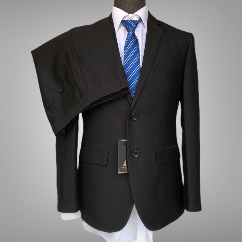 SLIM FIT SUPER BLACK COGABANA SUIT STELAN JAS HITAM JAS PRIA BERKWALITAS