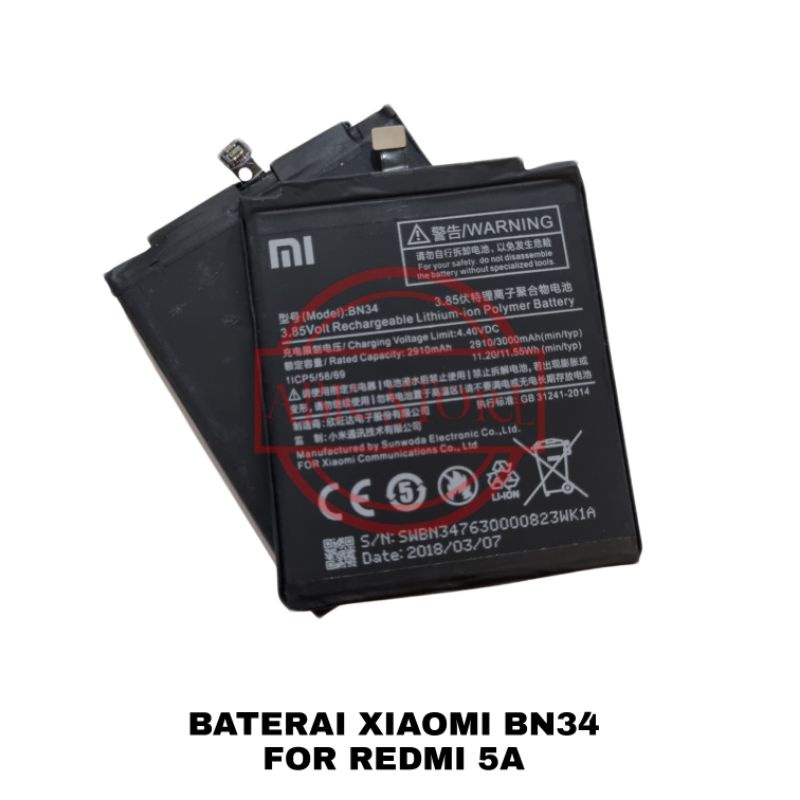 BATRE BATERAI BATTERY XIAOMI REDMI 5A BN34 GARANSI