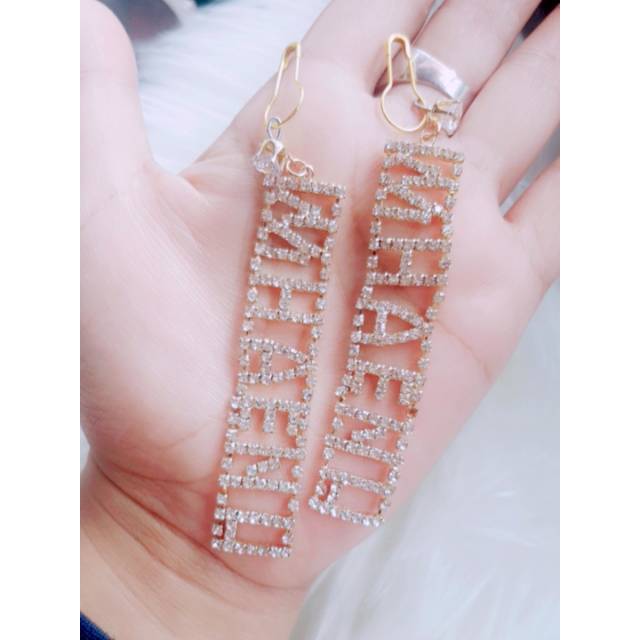 A80 Anting hijab juntai premium full gold petak panjang