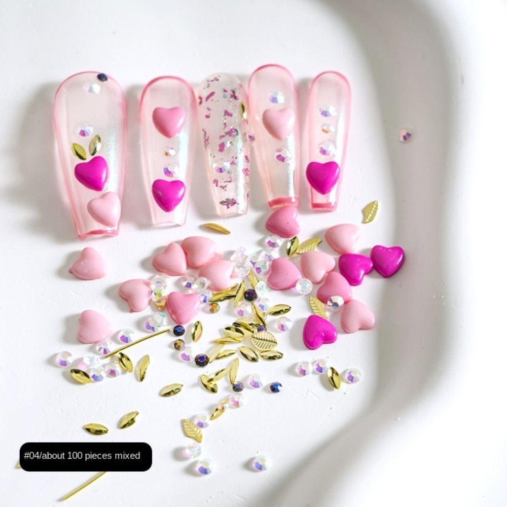 AUGUSTINA Augustina Nail Art Beads 3D Fashion Candy Color Salon Kuku DIY Bahan Kuku Wanita Jepang Perhiasan Kuku