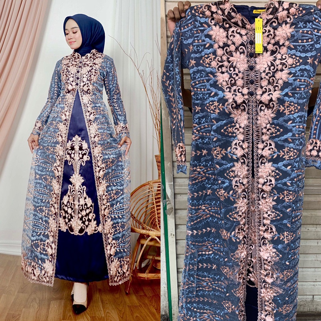 Gamis Marwah Bordir Brand Pelangi Jaya Premium || Gamis Kombinasi 2 Warna || Gamis Wisuda Remaja Modern || Seragam Pesta Mewah || Gamis Tille Terbaru 2022 || [COD] Bayar di Tempat