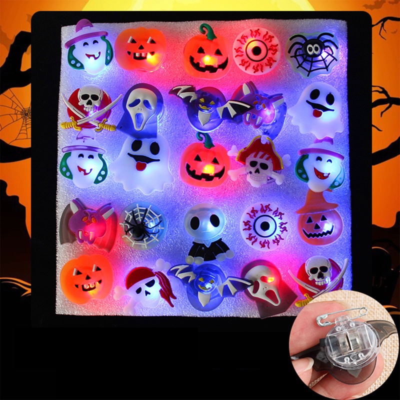 25pcs Pin Lencana LED Glowing Untuk Properti Panggung Pesta Halloween