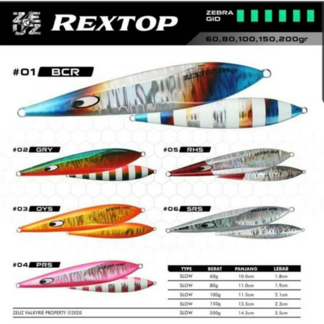 Umpan pancing Metal Jig Zeuz Valkyrie Rextop 80gr