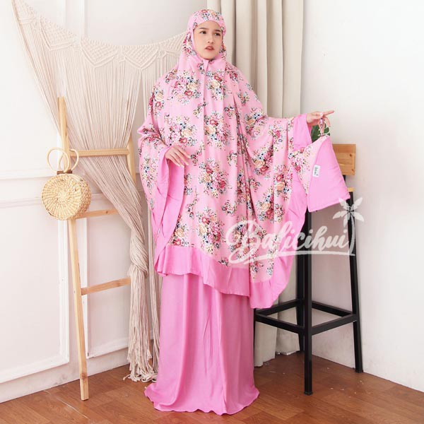 Balicihui Mukena Nadia Pink 2 Mukena Bali Jumbo Mukena Bali Dewasa Mukena Dewasa Jumbo by Balicihui