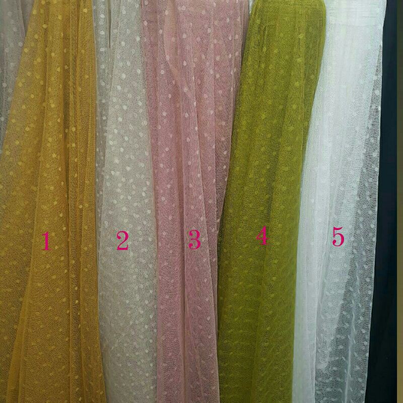 Bahan tike polkadot/Tile dot/Bahan tulle/Kain tile