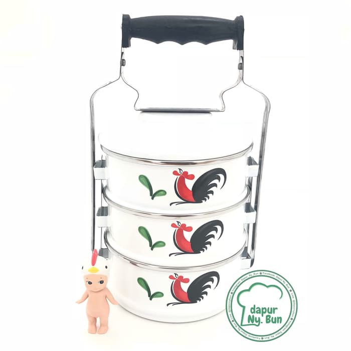 Jual Rantang Enamel Susun 3 Ayam Jago Seri 2   Rantang Makanan