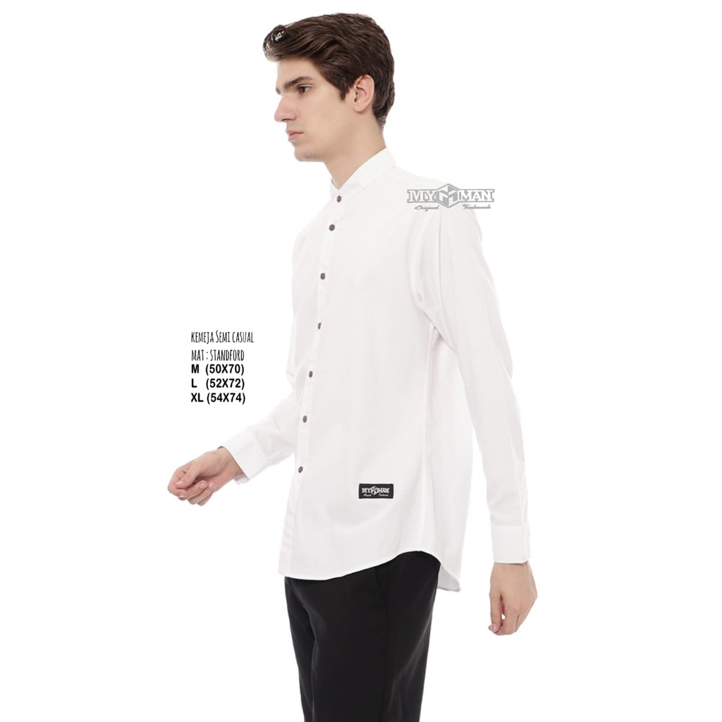 MY MAN Original Kemeja Polos lengan panjang kemeja pria warna WHITE art seri MY526